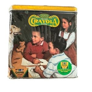 2001 Crayola Tin W/64 Classic Crayon Box Inside Coin Slot On Top Sealed NWT